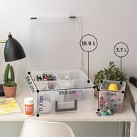 Priehľadný úložný box Iris Ohyama DCB-4, 18,9 l, so 4 vyberateľnými priehradkami a oddeľovačmi, prenosný organizér na Lego (stav: pozri 2. obrázok) 4