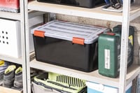 Iris Ohyama DDAT-L Hermetična plastična kutija za pohranu s poklopcem, 50 L, set od 4 komada, crna, s vodootpornim kopčama, složiva, otporna na prašinu 3