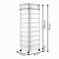 Comodă cu sertare din plastic Iris Ohyama DDDC-010 cu roți, 10 sertare mici, alb, fără BPA, organizator pentru birou și baie 3