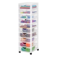 Comodă cu sertare din plastic Iris Ohyama DDDC-010 cu roți, 10 sertare mici, alb, fără BPA, organizator pentru birou și baie 1
