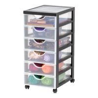 Cutie de depozitare cu sertare din plastic Iris Ohyama DDDC-360 cu 6 compartimente plate, albă 1