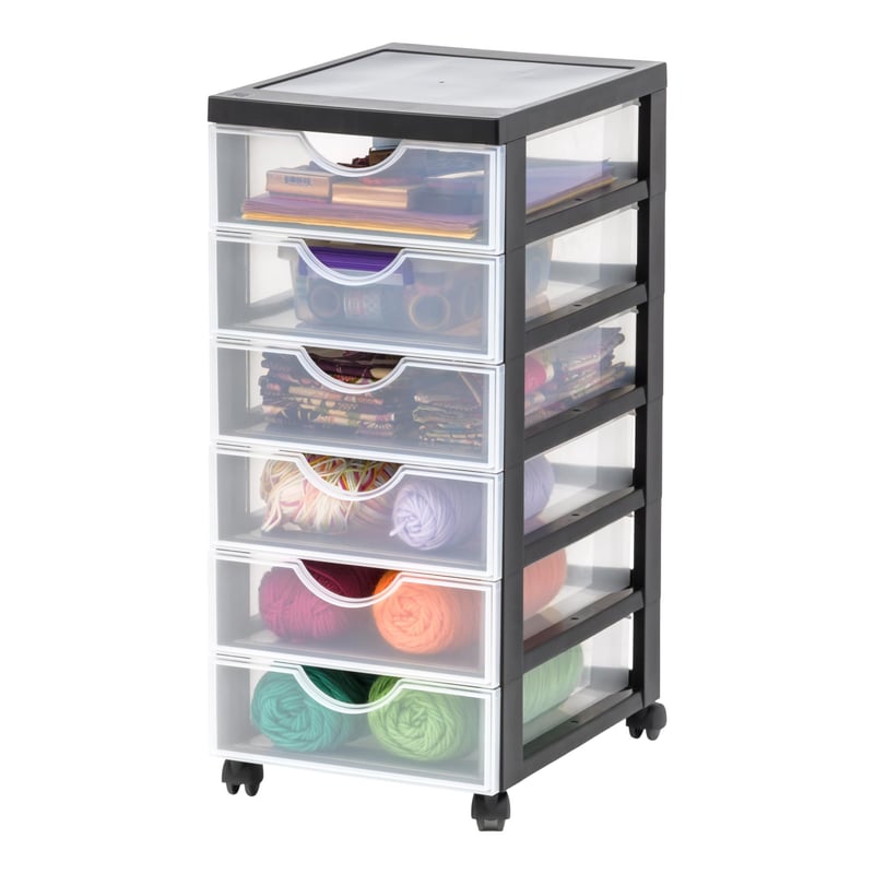 Cutie de depozitare cu sertare din plastic Iris Ohyama DDDC-360 cu 6 compartimente plate, albă