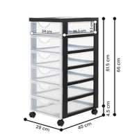 Cutie de depozitare cu sertare din plastic Iris Ohyama DDDC-360 cu 6 compartimente plate, albă 3