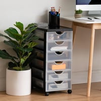 Cutie de depozitare cu sertare din plastic Iris Ohyama DDDC-360 cu 6 compartimente plate, albă 4