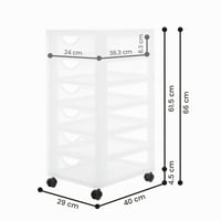 Comodă cu sertare din plastic Iris Ohyama DDDC-360 cu roți, 6 sertare mici, alb, fără BPA, pentru birou, baie, dormitor 3