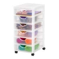Comodă cu sertare din plastic Iris Ohyama DDDC-360 cu roți, 6 sertare mici, alb, fără BPA, pentru birou, baie, dormitor 1
