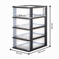 Plastový úložný box so zásuvkami Iris Ohyama DDOCH-2004, 4 zásuvky, čierny, formát A4/A5/A6, stolový organizér na dokumenty bez obsahu BPA do kancelárie a školy 3
