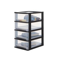 Plastový úložný box so zásuvkami Iris Ohyama DDOCH-2004, 4 zásuvky, čierny, formát A4/A5/A6, stolový organizér na dokumenty bez obsahu BPA do kancelárie a školy 7