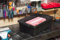 Iris Ohyama DDSKT-130 Úložný box s vekom, 12,5 l, súprava 6 ks, červený, odolný, stohovateľný, do garáže, na policu, na sťahovanie, plastový 2