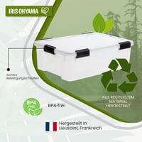 Iris Ohyama légmentes átlátszó tárolódoboz készlet 4 db, 30 L, fedéllel, vízálló záródás, egymásra rakható, BPA-mentes 3
