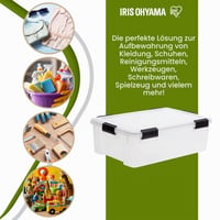 Iris Ohyama légmentes átlátszó tárolódoboz készlet 4 db, 30 L, fedéllel, vízálló záródás, egymásra rakható, BPA-mentes 5