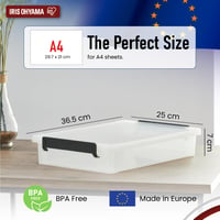 Set cutii de depozitare din plastic Iris Ohyama LLB-A4 – pentru documente A4, 36,5 x 25 x 7 cm, 3 bucăți, fără BPA, stivuibile 2
