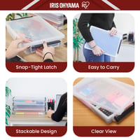 Set cutii de depozitare din plastic Iris Ohyama LLB-A4 – pentru documente A4, 36,5 x 25 x 7 cm, 3 bucăți, fără BPA, stivuibile 3