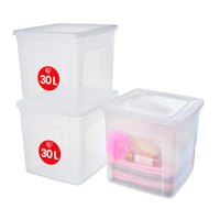 Iris Ohyama MCB-30 Prozirna plastična kutija za pohranu 30L – Set od 3 komada, slaganje jedna na drugu, za odjeću, obuću i igračke 1