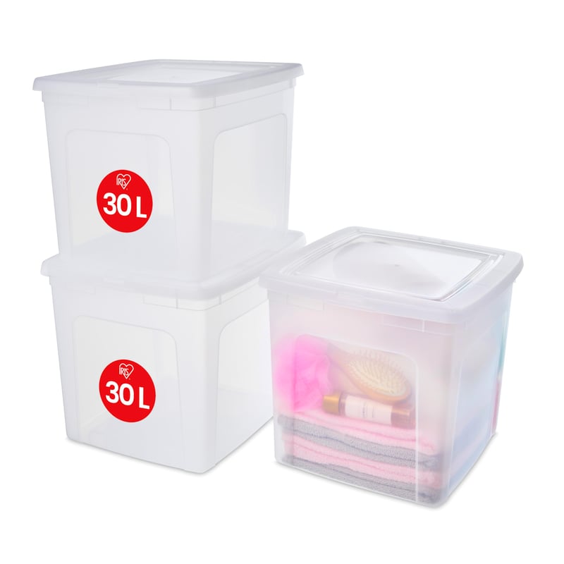 Iris Ohyama MCB-30 Prozirna plastična kutija za pohranu 30L – Set od 3 komada, slaganje jedna na drugu, za odjeću, obuću i igračke