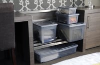 Set cutii de depozitare Iris Ohyama MCB-50, 50L, Gri, cu capac, stivuibile, plastic, 3 bucăți, pentru dulap, raft, jucării, încălțăminte 4