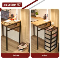 Set 5 Cutii de Depozitare cu Sertar Iris Ohyama MSD-1, 7 L, Organizator din Plastic Stivuibil, pentru Baie și Atelier, Negru 5