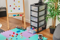 Set 5 Cutii de Depozitare cu Sertar Iris Ohyama MSD-1, 7 L, Organizator din Plastic Stivuibil, pentru Baie și Atelier, Negru 8