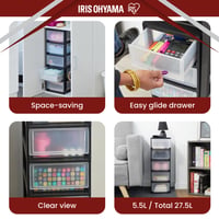 Set 5 Cutii de Depozitare cu Sertar Iris Ohyama MSD-1, 7 L, Organizator din Plastic Stivuibil, pentru Baie și Atelier, Negru 4