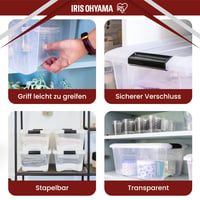 Iris Ohyama NTB 15, sada 3 stohovateľných úložných boxov s uzatvárateľným vekom, priehľadný plast, 15 l 4