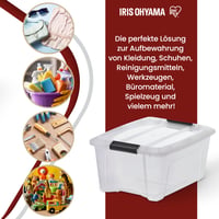 Iris Ohyama NTB 15, sada 3 stohovateľných úložných boxov s uzatvárateľným vekom, priehľadný plast, 15 l 5
