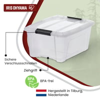 Iris Ohyama NTB 15, sada 3 stohovateľných úložných boxov s uzatvárateľným vekom, priehľadný plast, 15 l 3