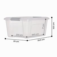 Priehľadný plastový úložný box s vekom Iris Ohyama NTB-15, 15 l, súprava so striebornými uzamykateľnými klipmi, stohovateľný, bez BPA — súprava 3 ks 9