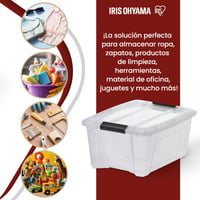 Úložný box s vekom Iris Ohyama NTB-15, 15 l, 4 ks, priehľadný, uzamykateľný klipsou, stohovateľný, bez BPA, 29x39,5x18,5 cm, organizér 5