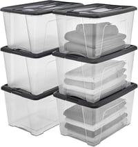 Iris Ohyama NTB-45 Plastična kutija za odlaganje 45L, set od 6 komada, crna, bez BPA, složiva, s kopčama za zatvaranje, 58x39,5x30 cm 1