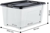 Iris Ohyama NTB-45 Plastična kutija za odlaganje 45L, set od 6 komada, crna, bez BPA, složiva, s kopčama za zatvaranje, 58x39,5x30 cm 5