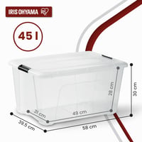 Cutie de depozitare Iris Ohyama NTB-45 cu capac, 45 L, set de 6 bucăți, transparentă, închidere cu clips, stivuibilă, plastic fără BPA, cu mâner 2