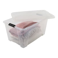 Cutie de depozitare Iris Ohyama NTB-45 cu capac, 45 L, set de 6 bucăți, transparentă, închidere cu clips, stivuibilă, plastic fără BPA, cu mâner 4