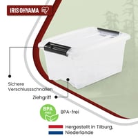 Priehľadný plastový úložný box Iris Ohyama NTB-5 s vekom, 5 l, so západkovým uzáverom, stohovateľný, 3 ks 3