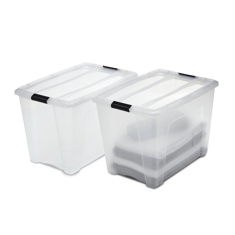 Priehľadný úložný box s vekom Iris Ohyama NTB-60, 60 l, 2 ks, klipový uzáver, stohovateľný, s rukoväťou, bez BPA