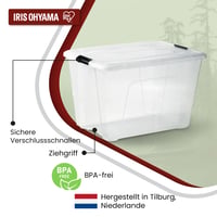 Priehľadný úložný box s vekom Iris Ohyama NTB-60, 60 l, 2 ks, klipový uzáver, stohovateľný, s rukoväťou, bez BPA 4