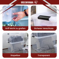 Priehľadný úložný box s vekom Iris Ohyama NTB-60, 60 l, 2 ks, klipový uzáver, stohovateľný, s rukoväťou, bez BPA 5