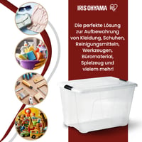 Priehľadný úložný box s vekom Iris Ohyama NTB-60, 60 l, 2 ks, klipový uzáver, stohovateľný, s rukoväťou, bez BPA 6