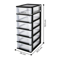 Dulap cu sertare din plastic Iris Ohyama OCH-2006, 6 sertare, format A4, negru, organizator pentru birou și școală 3