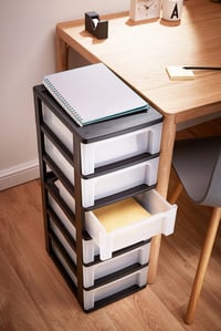 Dulap cu sertare din plastic Iris Ohyama OCH-2006, 6 sertare, format A4, negru, organizator pentru birou și școală 2