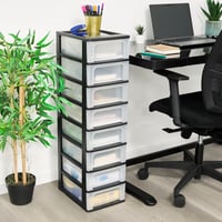 Turn de depozitare din plastic Iris Ohyama OCH-2008 cu 8 sertare, format A4/A5/A6, 35,5x26x96,5 cm, 7 l, negru, organizator de birou 2