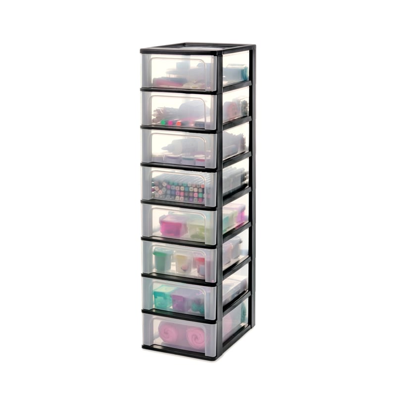 Turn de depozitare din plastic Iris Ohyama OCH-2008 cu 8 sertare, format A4/A5/A6, 35,5x26x96,5 cm, 7 l, negru, organizator de birou