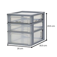 Iris Ohyama OCH-2021 Stolni organizator dokumenata s 2 plitke i 1 dubokom ladicom, siva, sustav Easy Pull, format A4 A5 A6, bez BPA, 35,5x 3