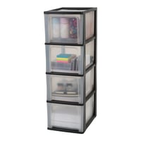Comodă cu sertare din plastic Iris Ohyama OCH-2400, 4 sertare mari, format A4, 13 L, negru, organizator pentru birou și sufragerie, fără BPA 1