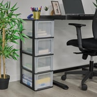 Comodă cu sertare din plastic Iris Ohyama OCH-2400, 4 sertare mari, format A4, 13 L, negru, organizator pentru birou și sufragerie, fără BPA 2