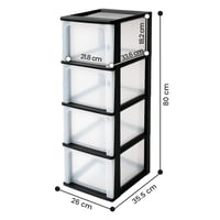 Comodă cu sertare din plastic Iris Ohyama OCH-2400, 4 sertare mari, format A4, 13 L, negru, organizator pentru birou și sufragerie, fără BPA 3