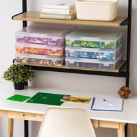 Iris Ohyama SBC-350 Priehľadný prenosný úložný box s vekom, 10 l, súprava 3 ks, organizér na dokumenty, organizér na písací stôl, bez BPA 7