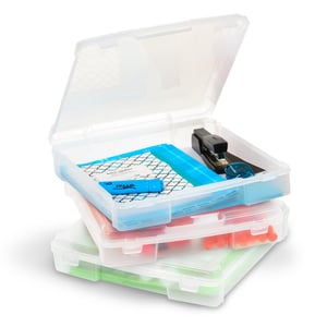 Iris Ohyama SBC-350 prozirna prijenosna kutija za pohranu s poklopcem, 10 L, set od 3 komada, organizator za dokumente, stolni organizator, bez BPA
