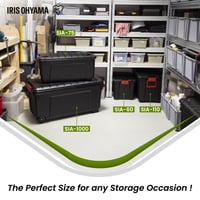 Úložný plastový box s vekom a zámkom Iris Ohyama SIA-110, 110 l, 2 ks, stohovateľný, s kolieskami, čierny, 75x44,5x45 cm, úložný box do garáže 6