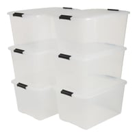 Priehľadný úložný box s vekom Iris Ohyama TB-45, 45 l, súprava 6 ks, so zaklapávacím uzáverom, stohovateľný, na oblečenie, do garáže, do kancelárie 1