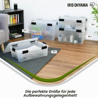 Iris Ohyama légmentes átlátszó tárolódoboz készlet 4 db, 30 L, fedéllel, vízálló záródás, egymásra rakható, BPA-mentes 6